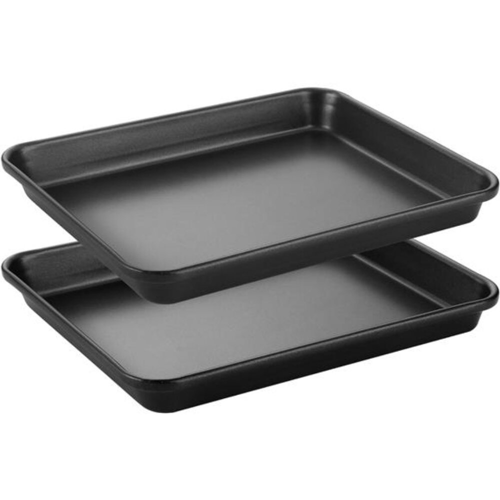 2 Pack 9.7X7.5" Toaster Oven Pans for Baking, 57% Thicker Nonstick 1/8  Cookie